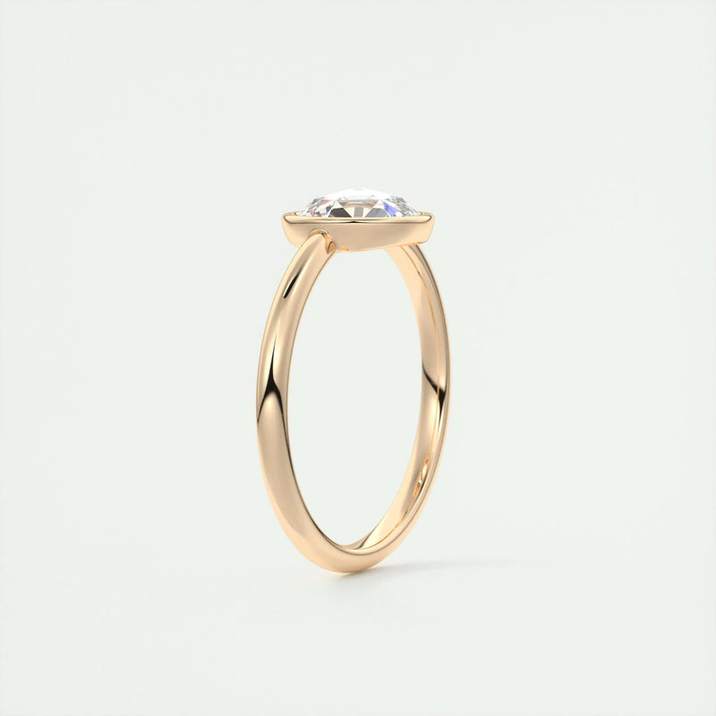 1.8 Ct Rose Cut Round Solitaire Full Bezel Moissanite Diamond  Engagement Ring