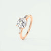3.2 Ct Cushion Baguette Three Stone Moissanite Diamond Engagement Ring