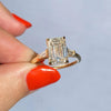 3.15 Ct Emerald Three Stone Moissanite Diamond Engagement Ring