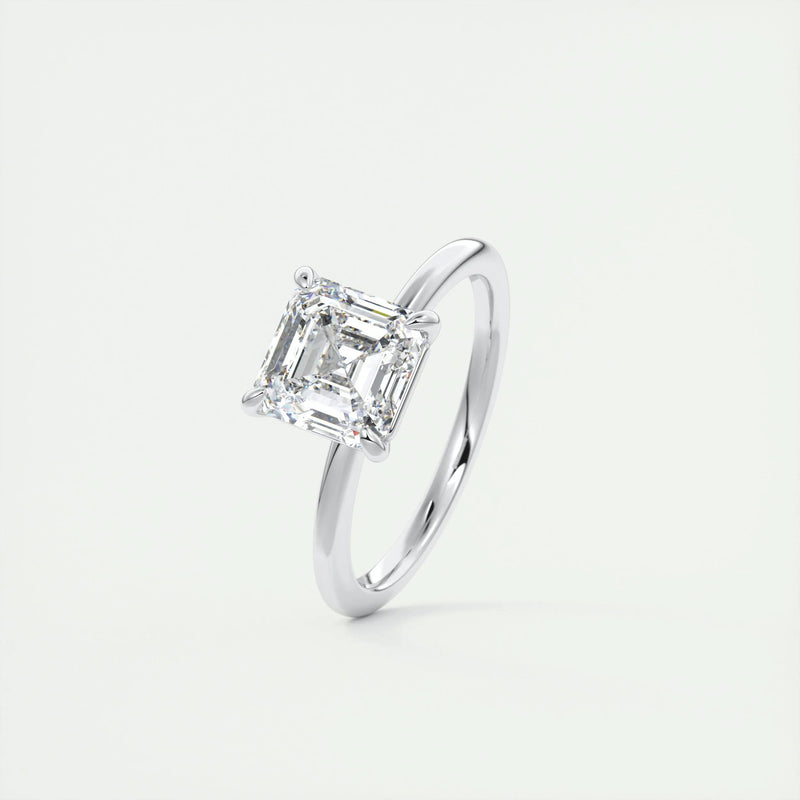 2.0 Ct Asscher Cut Moissanite Solitaire Diamond Engagement Ring
