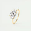 2.0 ct Asscher Three Stone Moissanite Diamond Engagement Ring