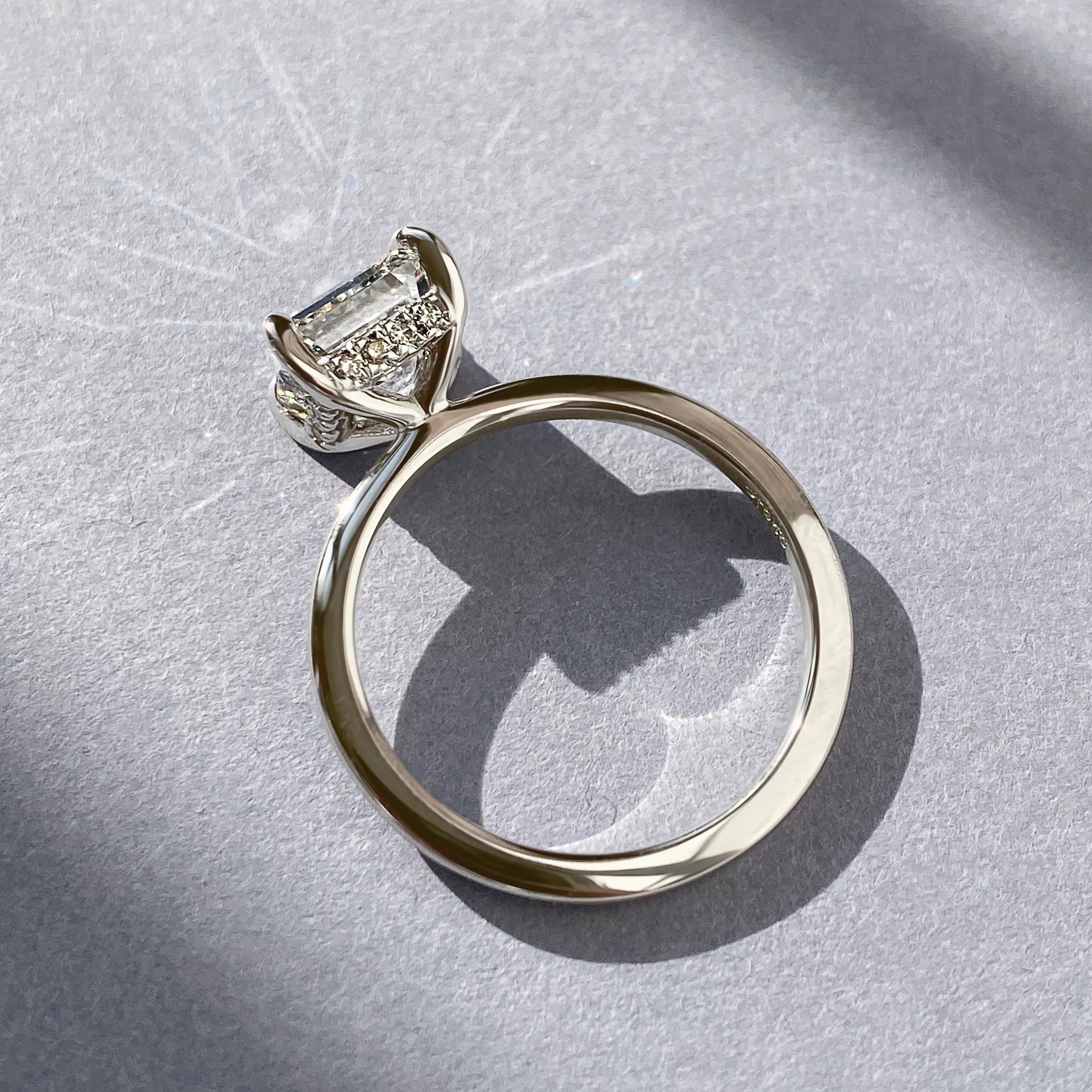 2.0 Ct Cushion Solitaire With Hidden Halo Moissanite Diamond Engagement Ring