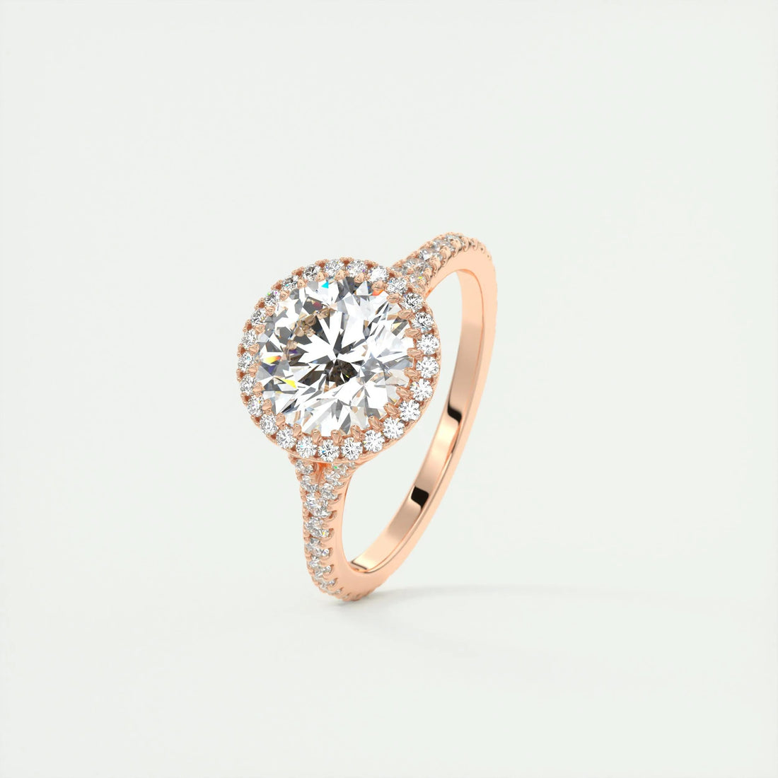 3.05 Ct Round Halo Cathedral Moissanite Diamond Engagement Ring