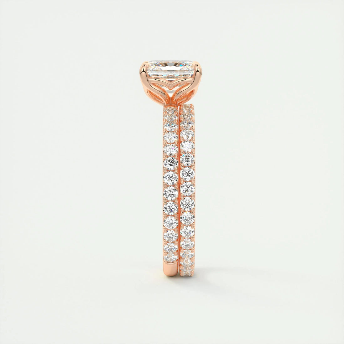 2.0 Ct Asscher  Pavé Moissanite  Diamond  Engagement Ring