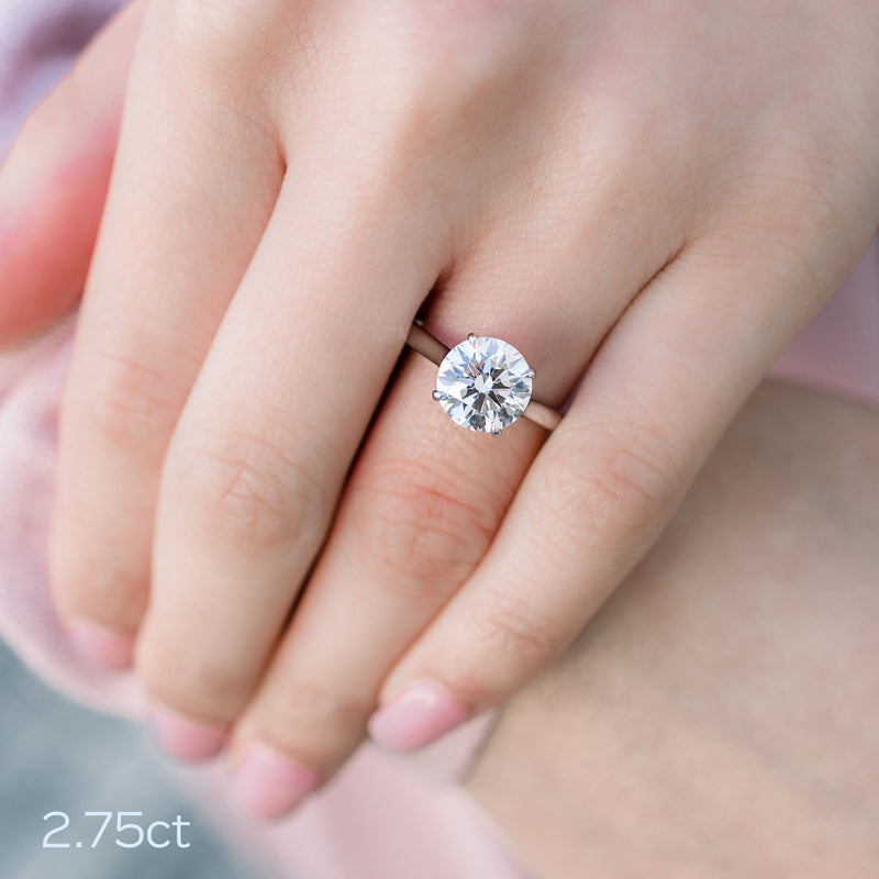 2.75ct Round Brilliant Cut Moissanite Solitaire Engagement Ring