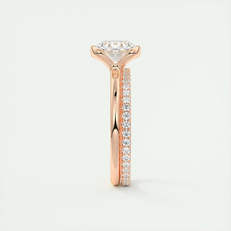 2.0 Ct Oval East West Half Bezel Solitaire Moissanite Diamond Engagement Ring