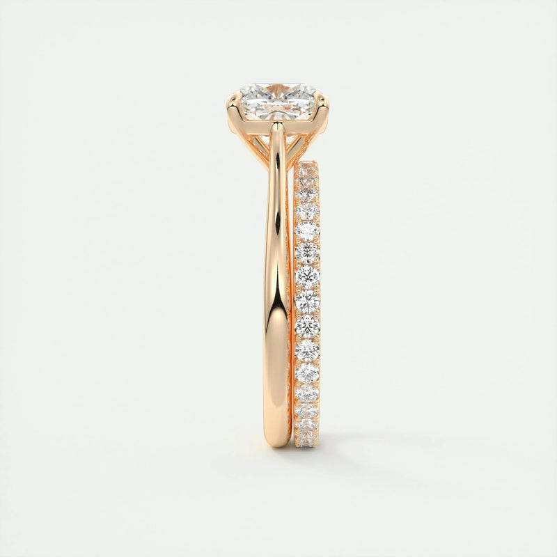 2.0 Ct Cushion Cut Solitaire Cathedral Set Moissanite Diamond Engagement Ring