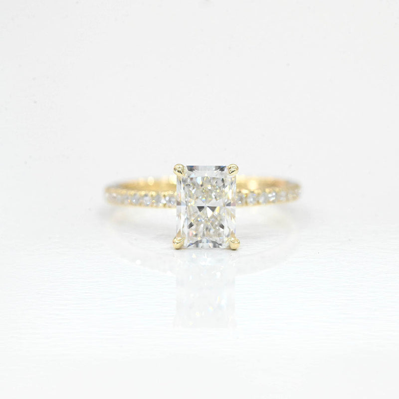 1.50 CT-3.50 CT Radiant CVD Diamond Pave Setting Engagement Ring