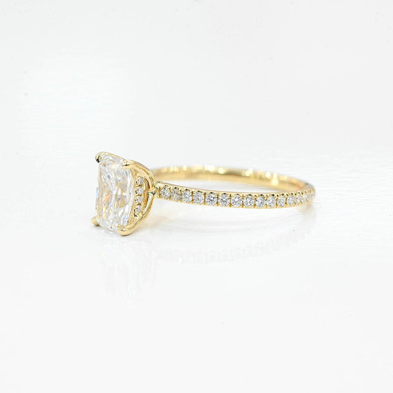 1.50 CT-3.50 CT Radiant CVD Diamond Pave Setting Engagement Ring