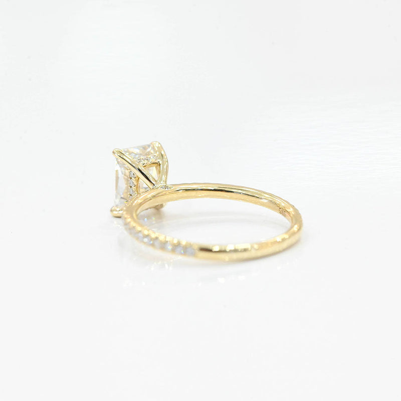 1.50 CT-3.50 CT Radiant CVD Diamond Pave Setting Engagement Ring