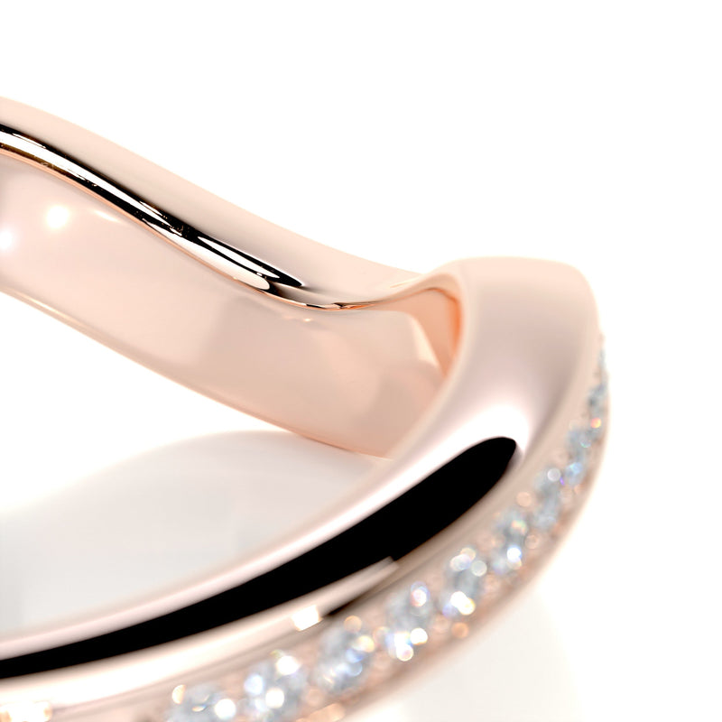 Curved Round Moissanite Wedding Band