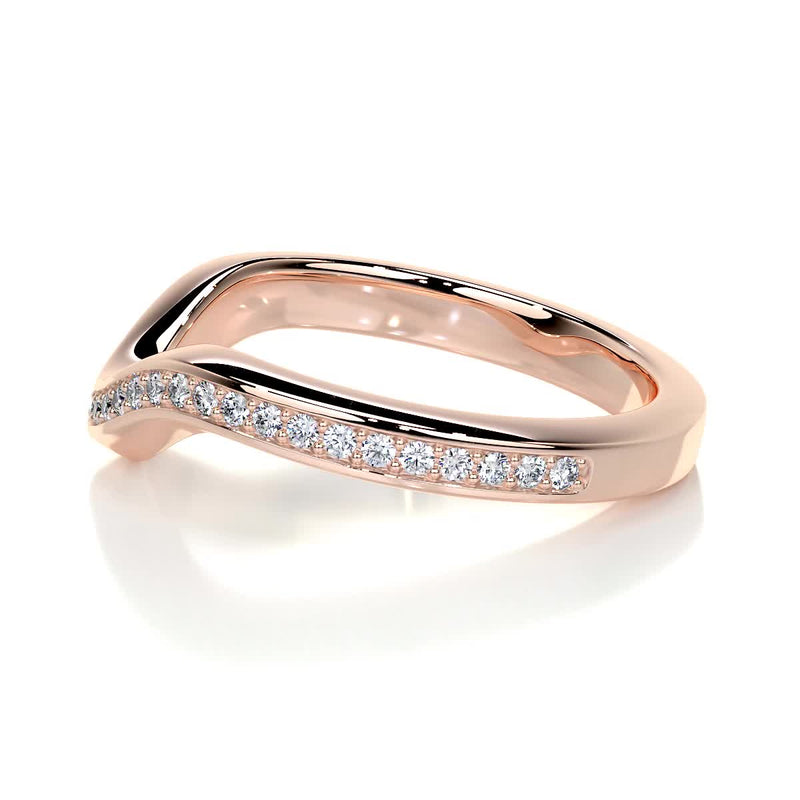 Curved Round Moissanite Wedding Band