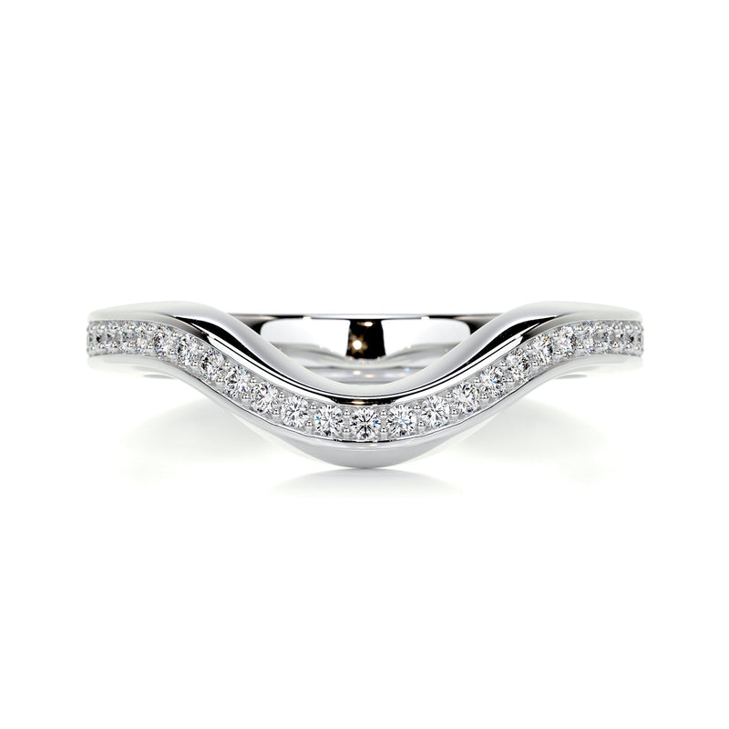 Curved Round Moissanite Wedding Band