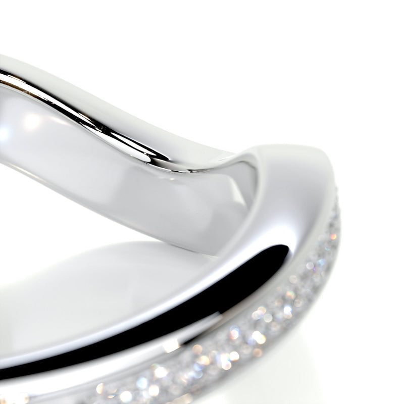 Curved Round Moissanite Wedding Band