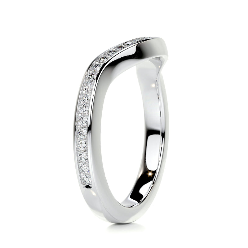 Curved Round Moissanite Wedding Band