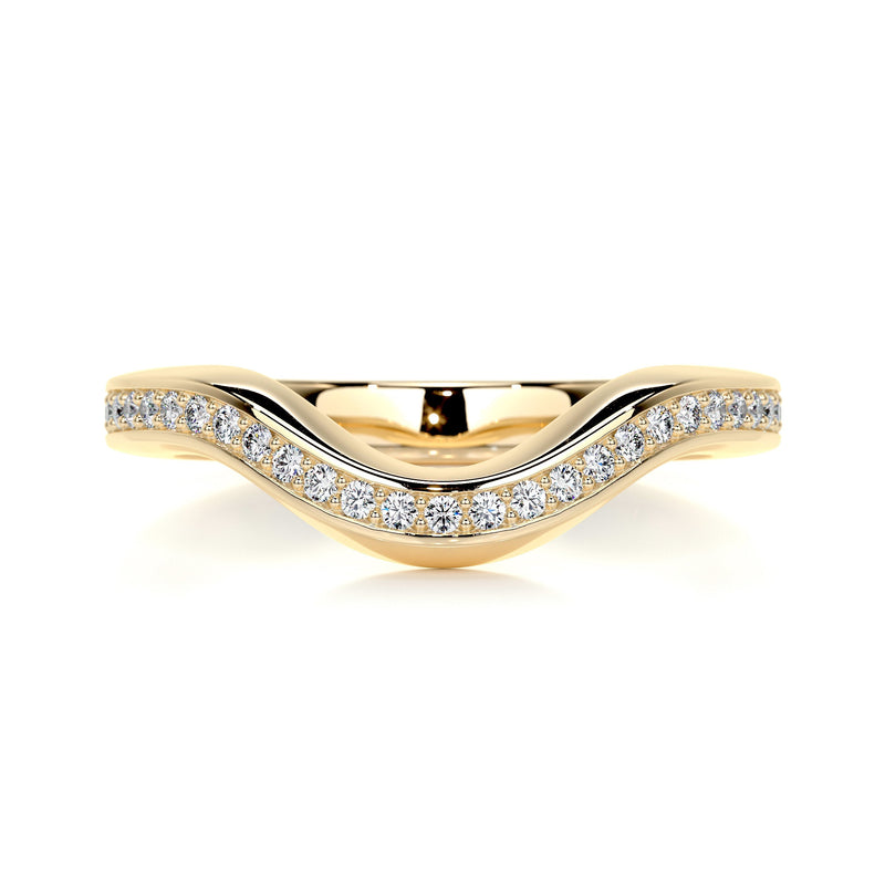 Curved Round Moissanite Wedding Band