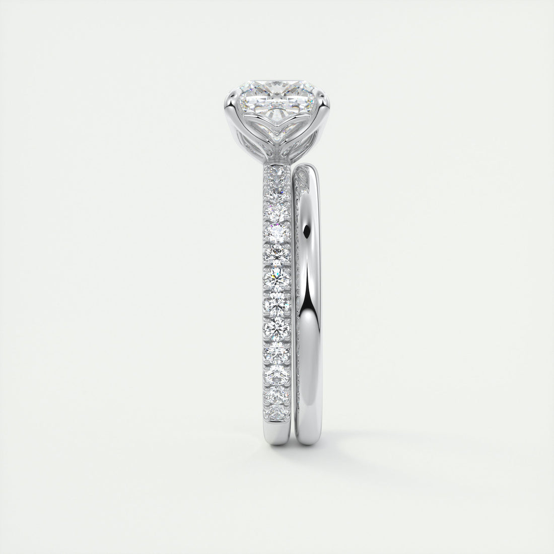 2CT Cushion Moissanite Solitaire Pave Setting Engagement Ring