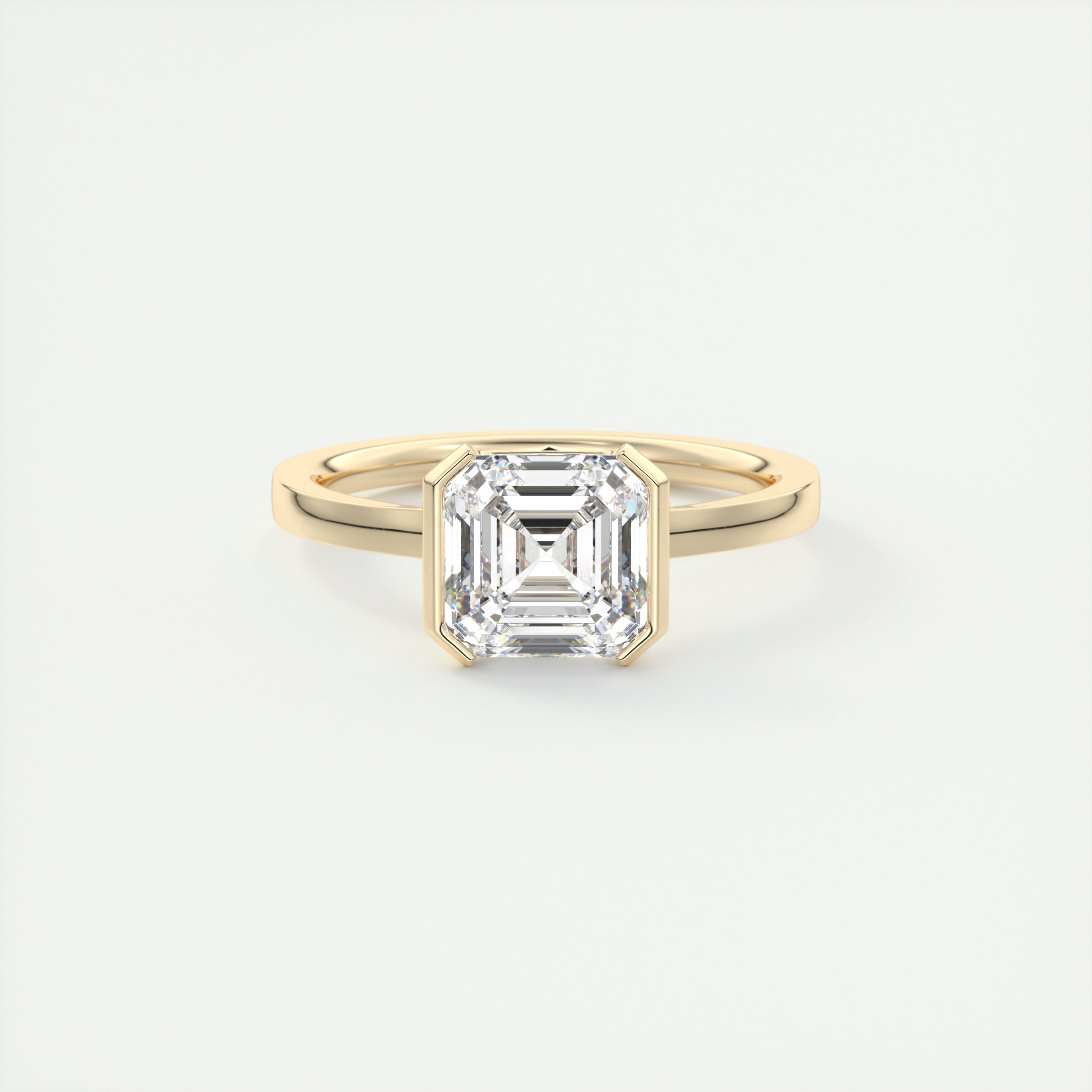 2CT Asscher Cut Moissanite Bezel Solitaire Engagement Ring