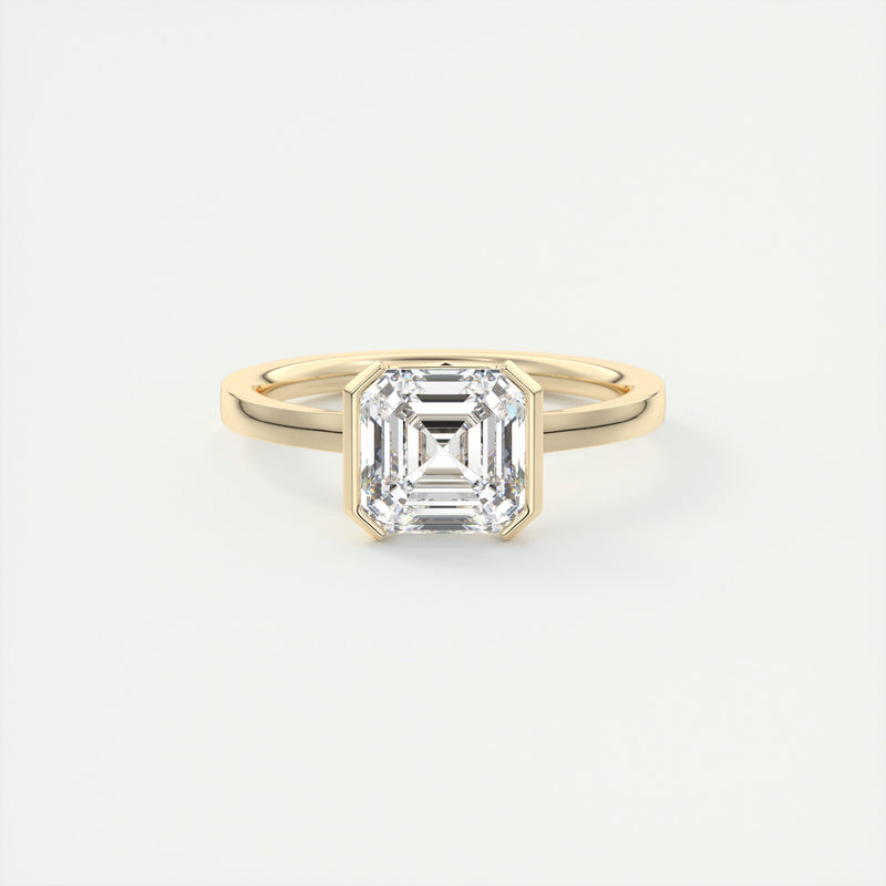 2CT Asscher Cut Moissanite Bezel Solitaire Engagement Ring