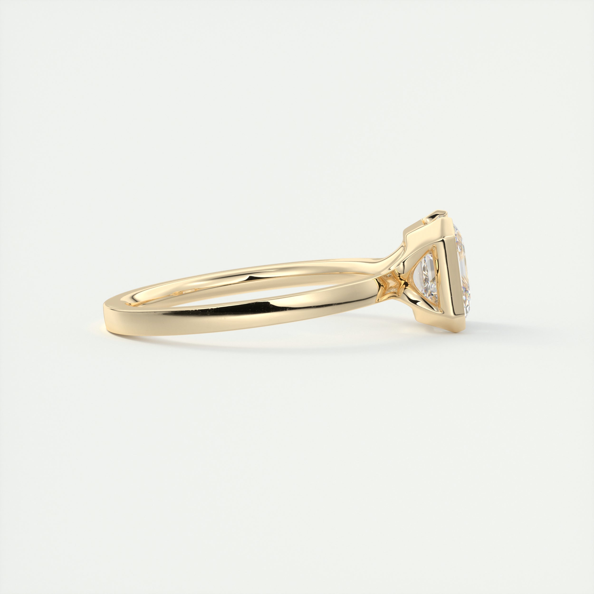 2CT Asscher Cut Moissanite Bezel Solitaire Engagement Ring