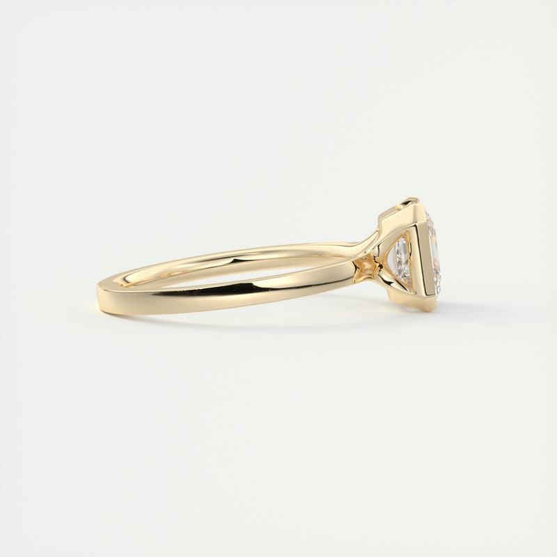 2CT Asscher Cut Moissanite Bezel Solitaire Engagement Ring