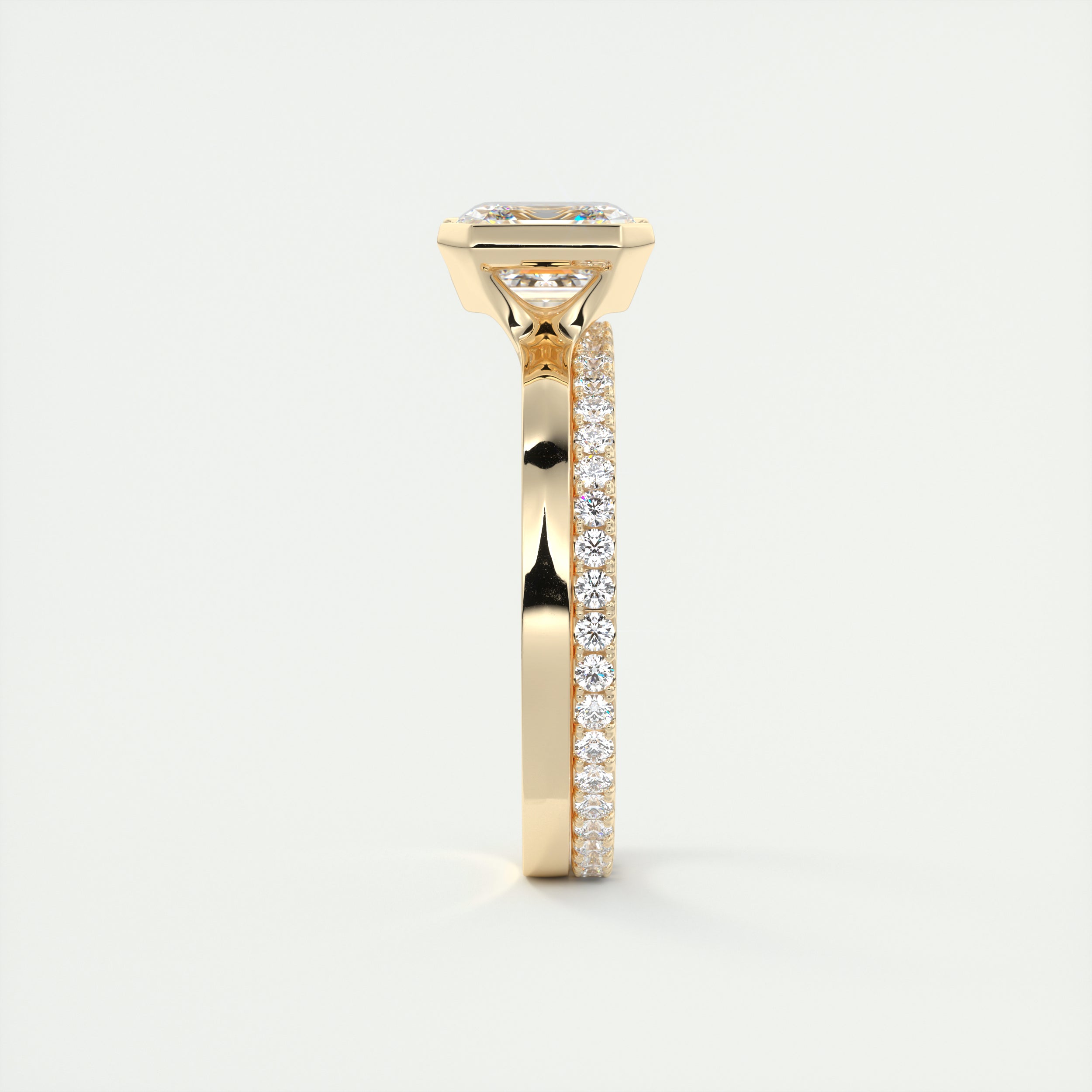 2CT Asscher Cut Moissanite Bezel Solitaire Engagement Ring