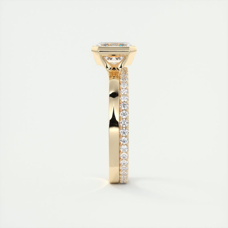 2CT Asscher Cut Moissanite Bezel Solitaire Engagement Ring