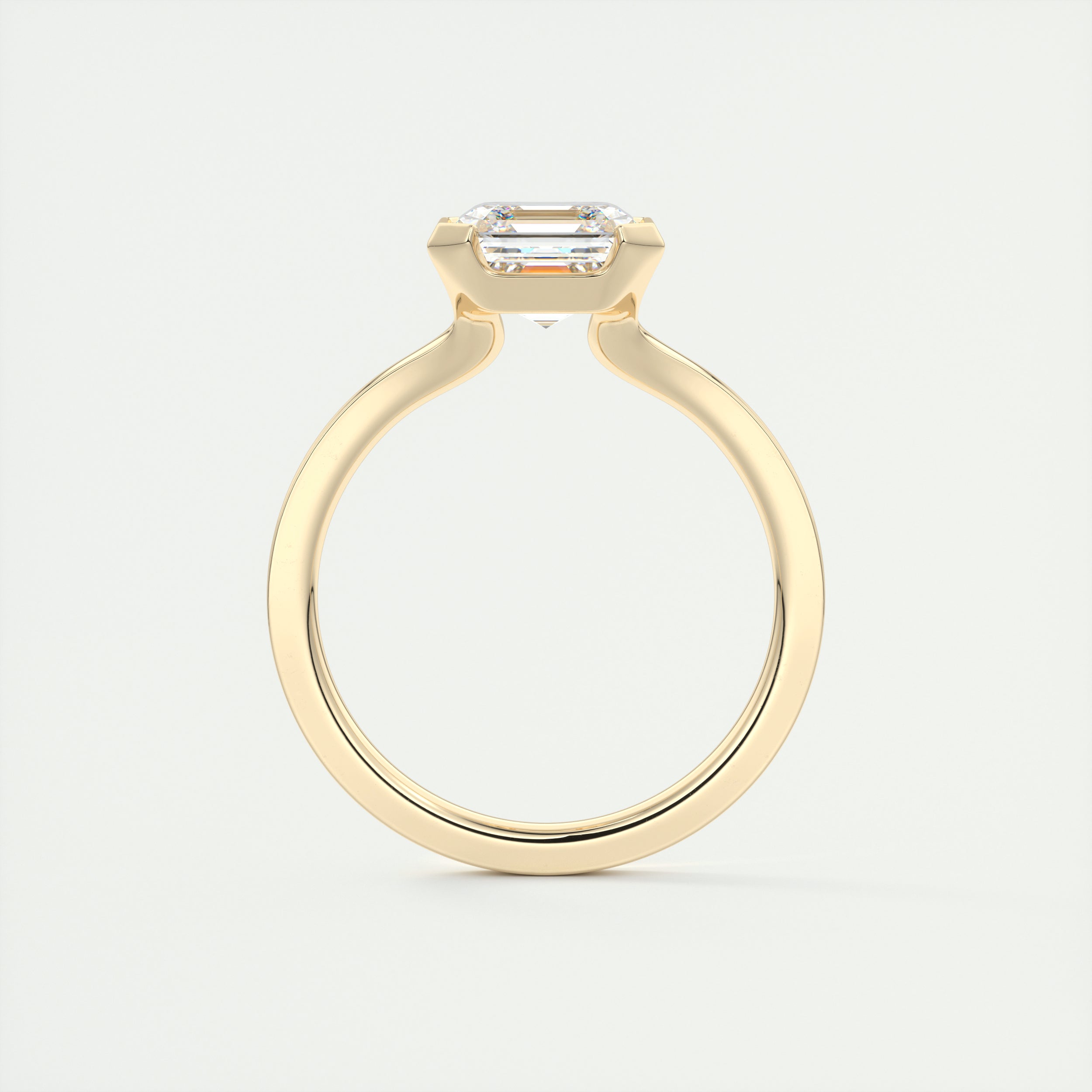 2CT Asscher Cut Moissanite Bezel Solitaire Engagement Ring