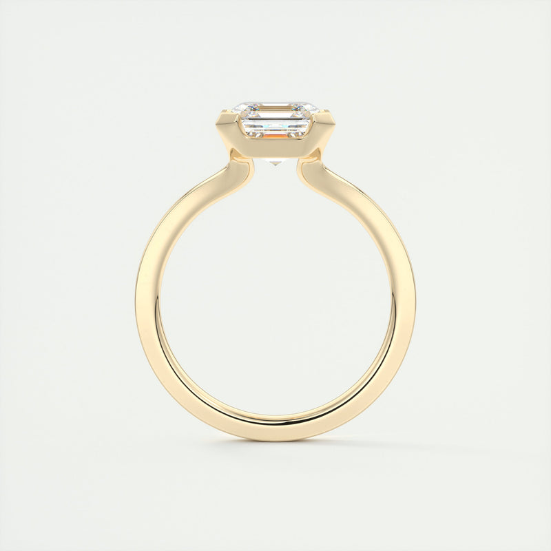 2CT Asscher Cut Moissanite Bezel Solitaire Engagement Ring