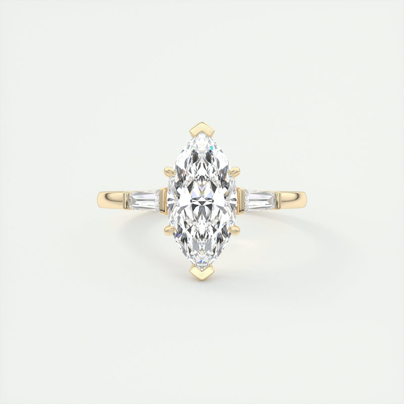 2CT  Marquis Cut Moissanite 3 Stones Diamond Engagement Ring