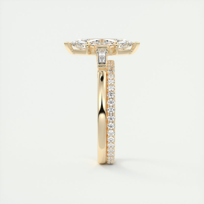 2CT  Marquis Cut Moissanite 3 Stones Diamond Engagement Ring