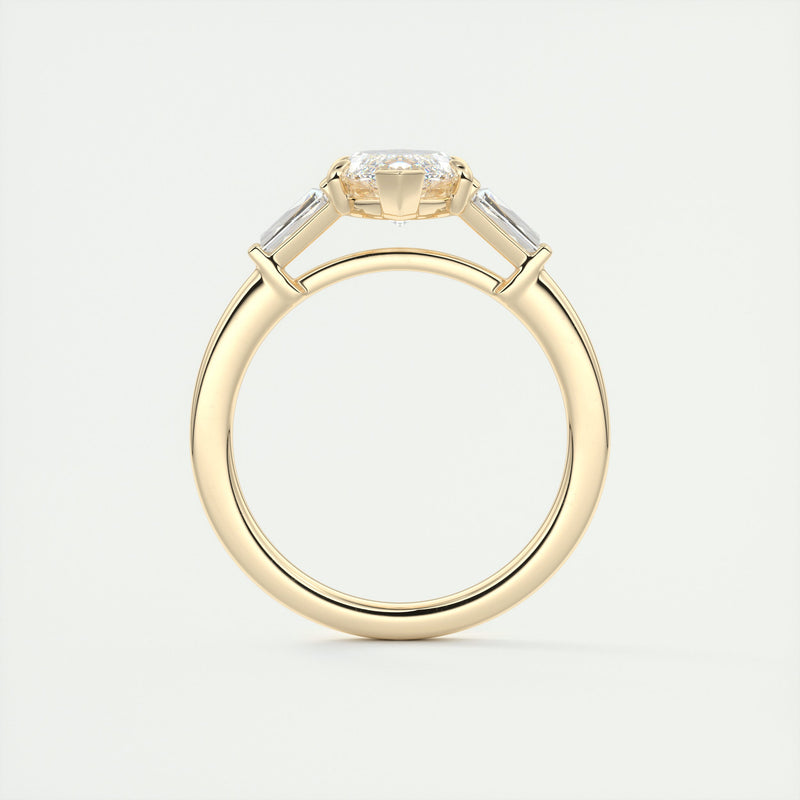 2CT  Marquis Cut Moissanite 3 Stones Diamond Engagement Ring