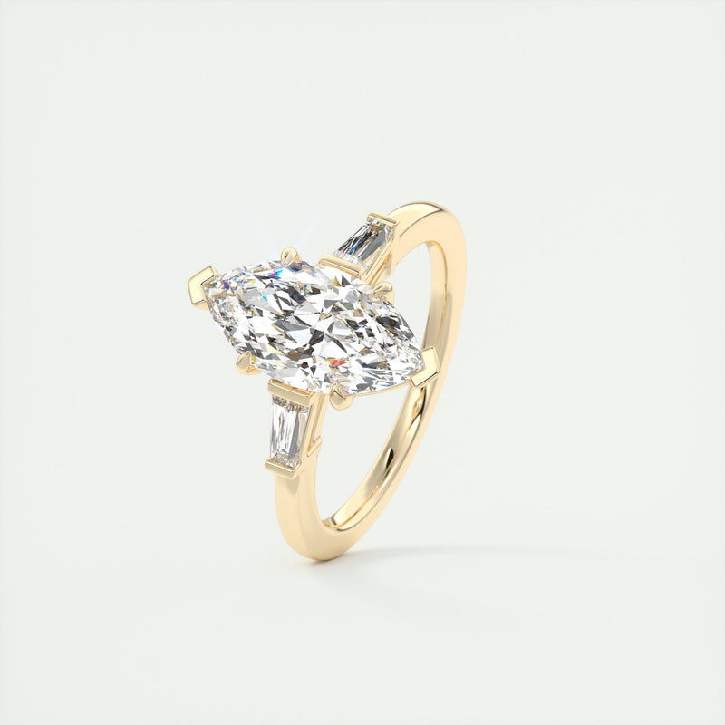 2CT  Marquis Cut Moissanite 3 Stones Diamond Engagement Ring