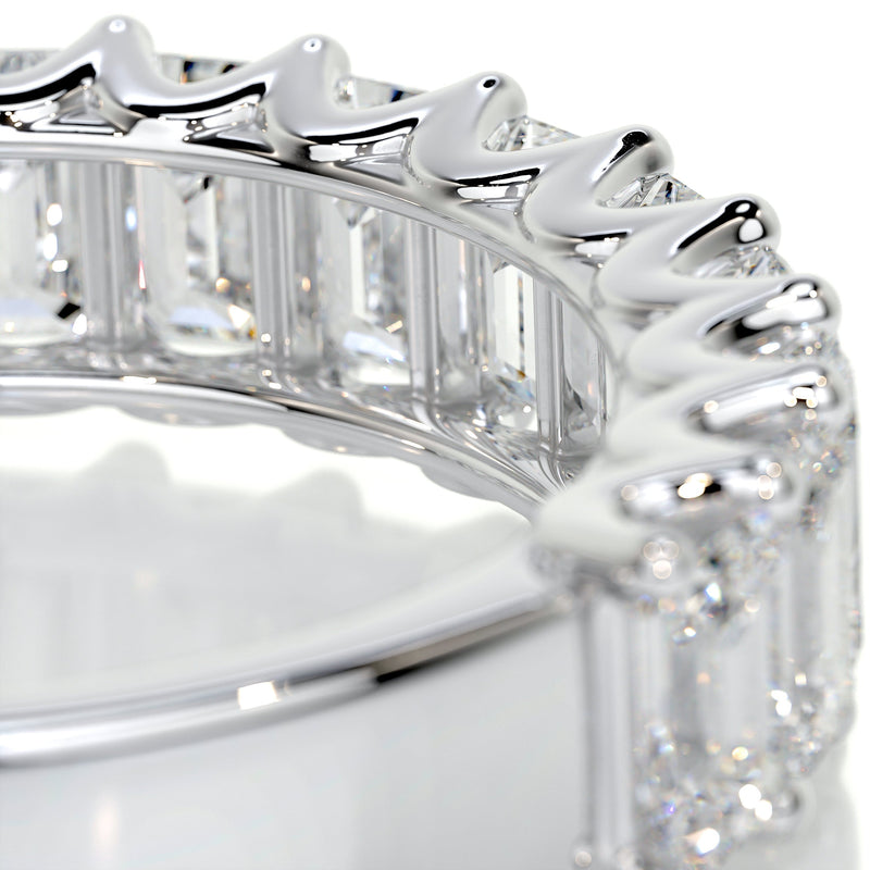 Emerald Half Moissanite Eternity Wedding Ring