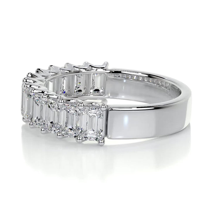 Emerald Half Moissanite Eternity Wedding Ring