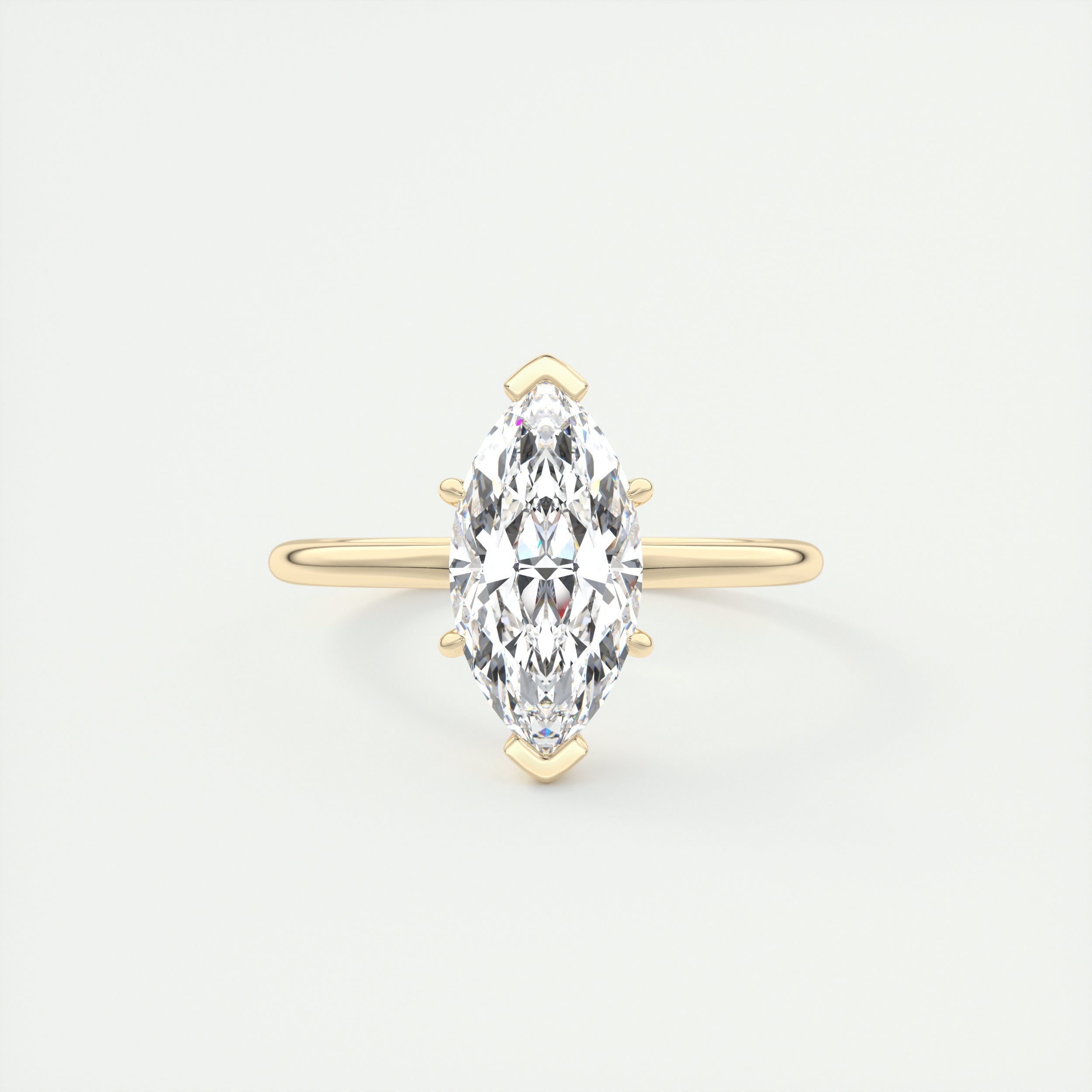 2CT Marquis Cut Moissanite Half Bezel Solitaire Engagement Ring