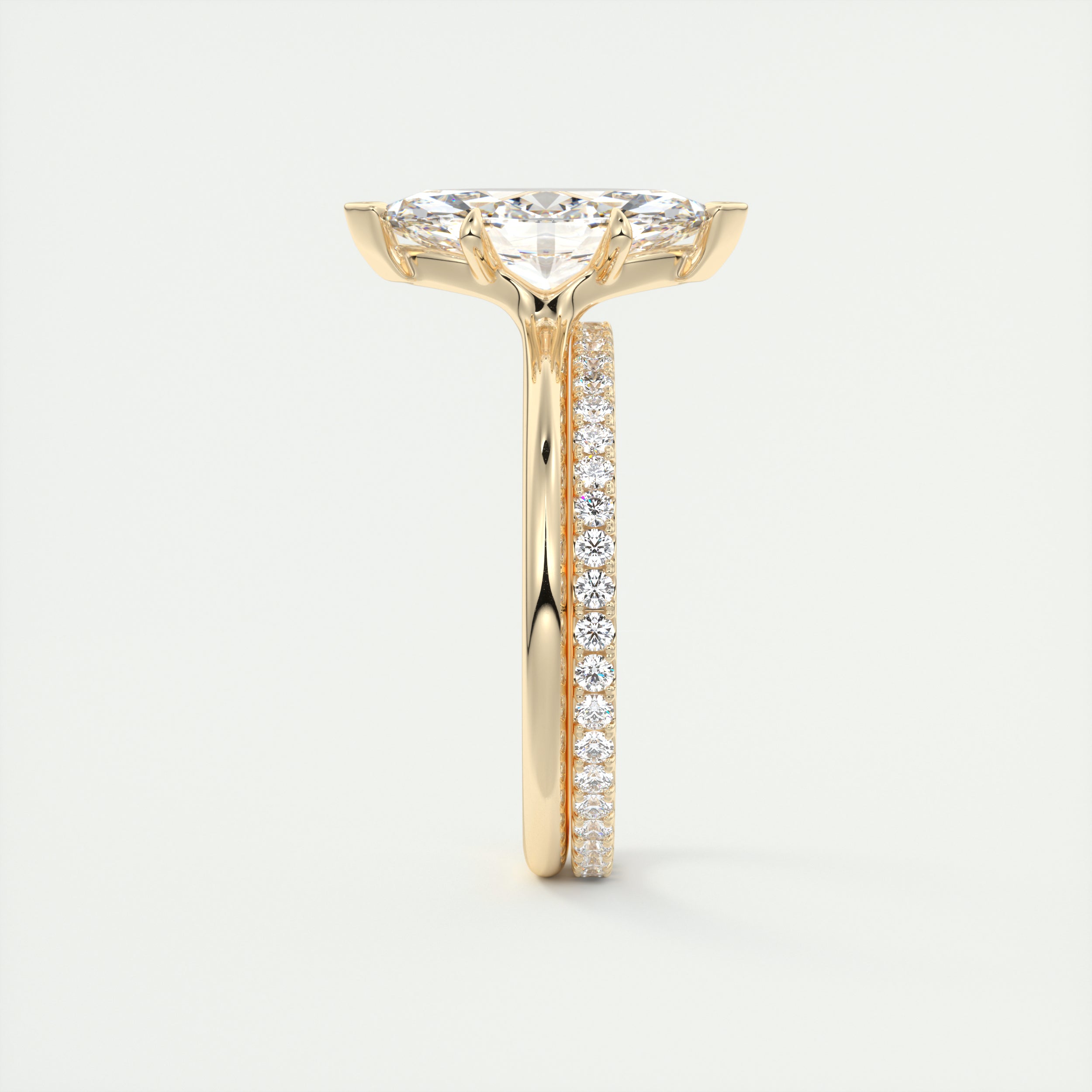 2CT Marquis Cut Moissanite Half Bezel Solitaire Engagement Ring