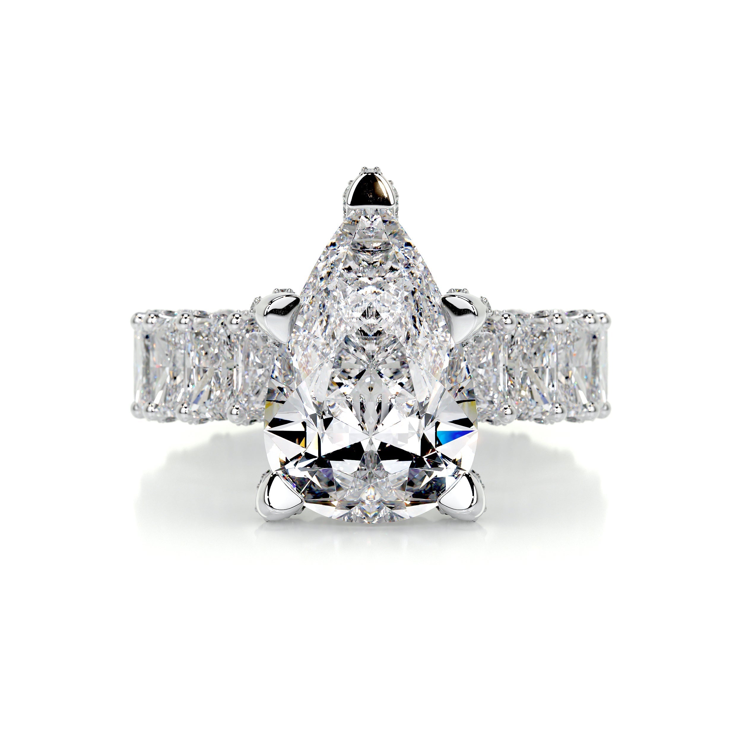 7.0 Carat Pear Hidden Halo Moissanite Engagement Ring