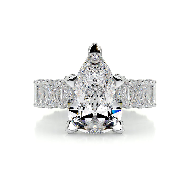 7.0 Carat Pear Hidden Halo Moissanite Engagement Ring