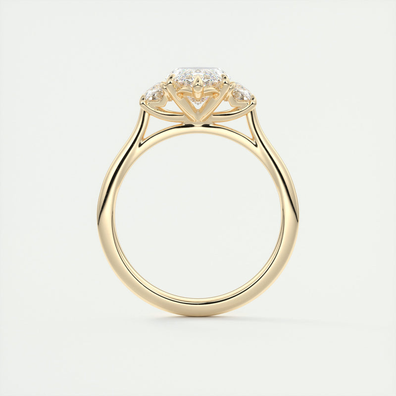 2.0CT Marquise Moissanite 3 Stones Engagement Ring