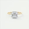 2CT Asscher Moissanite Bezel Solitaire Two Tone Engagement Ring