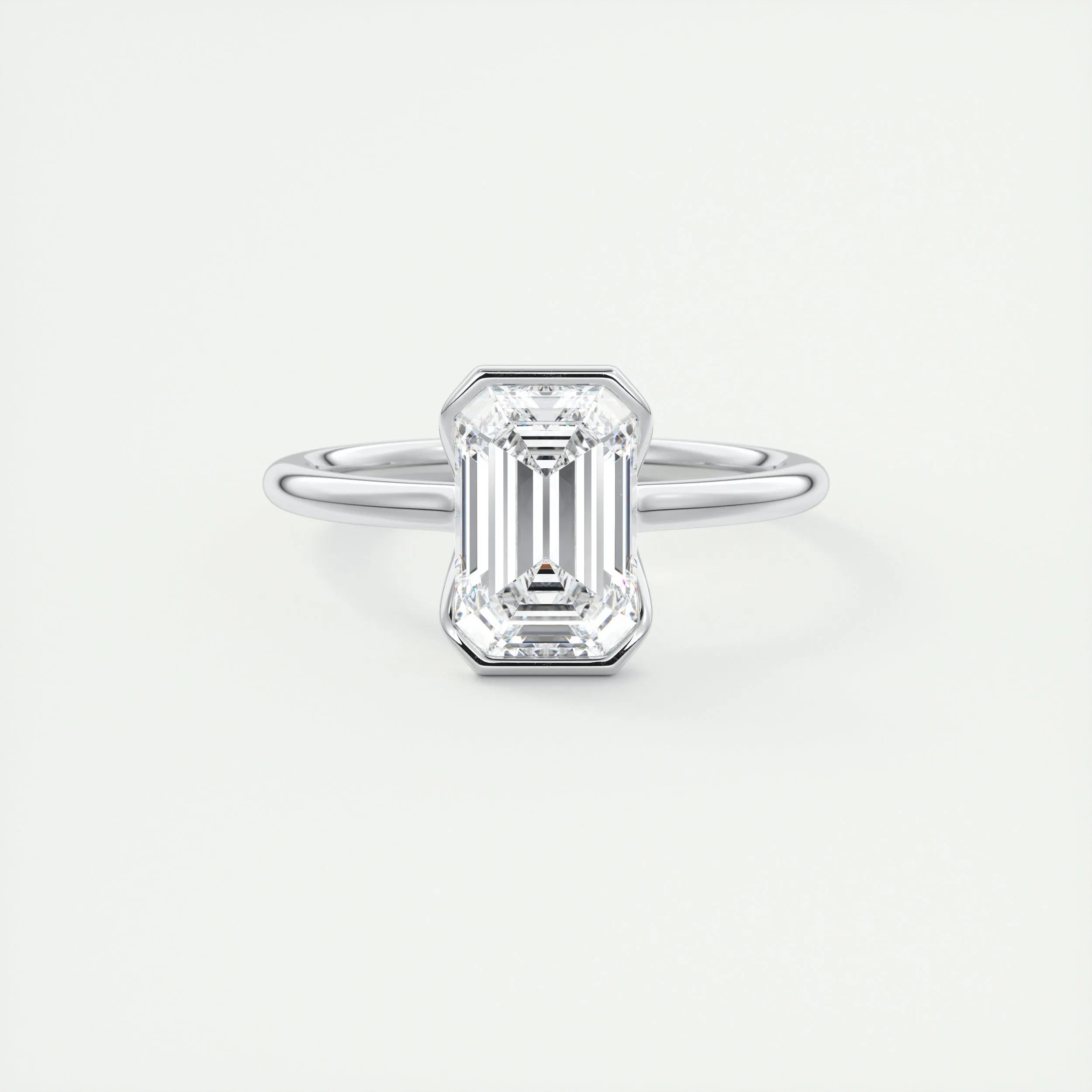 2.0 Ct Emerald East West Half Bezel Solitaire Moissanite Engagement Ring