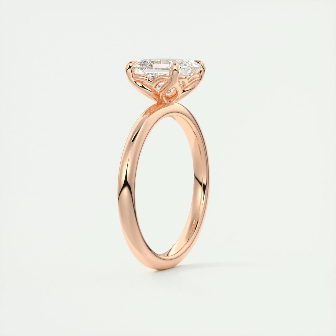 2.0 Ct Asscher Solitaire Moissanite Diamond Engagement Ring