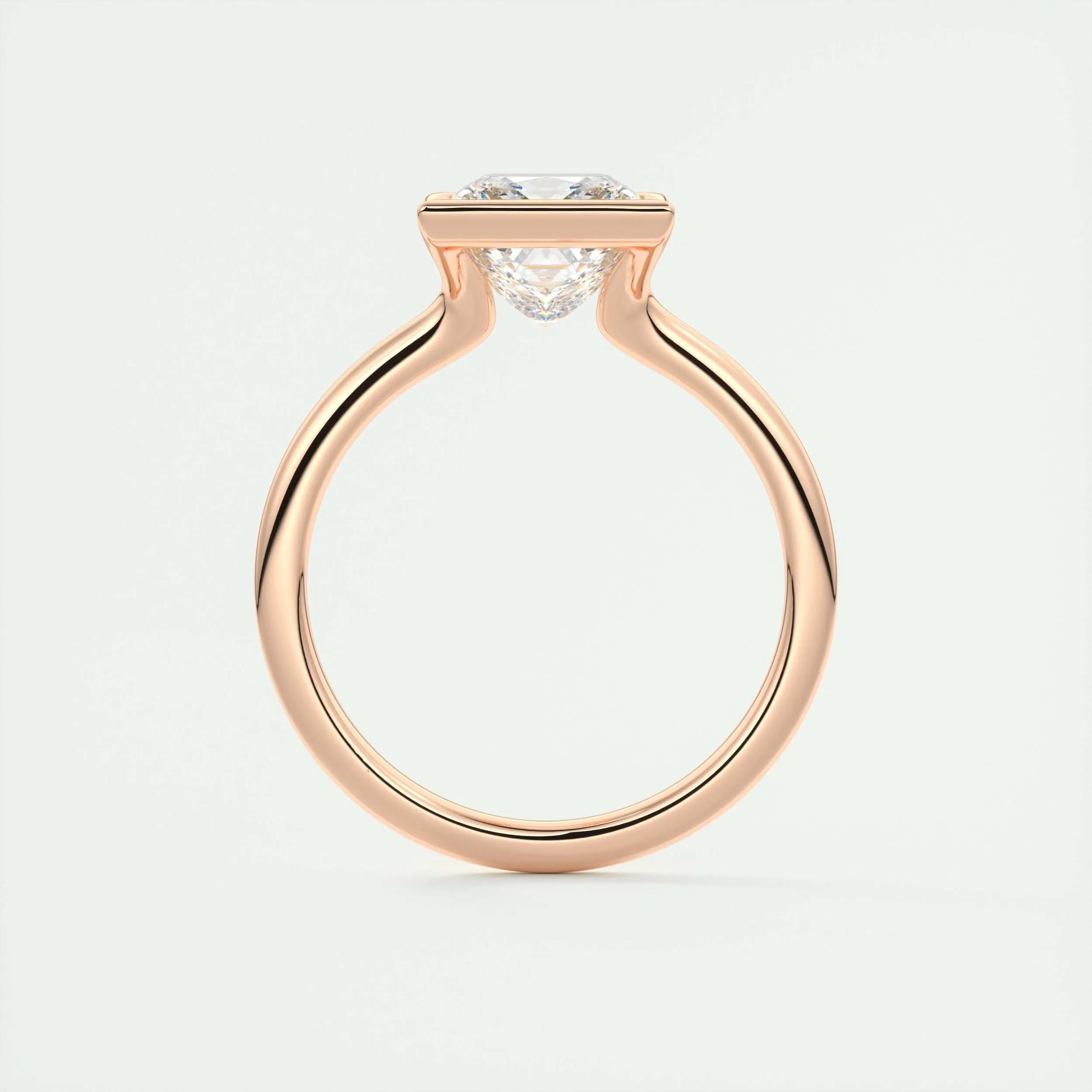 2.0 Ct Princess Half Bezel Solitaire Moissanite Diamond Engagement Ring