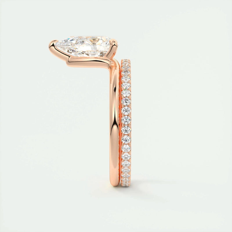 2.0 Ct Pear Cantilever Solitaire Moissanite Diamond Engagement Ring