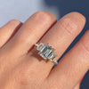4.5 Ct Emerald Three Stones Moissanite Diamond Engagement Ring
