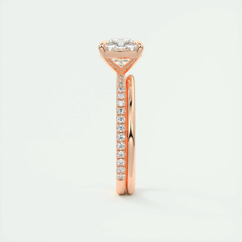 2.54 Ct Cushion Pavé Moissanite Diamond Engagement Ring