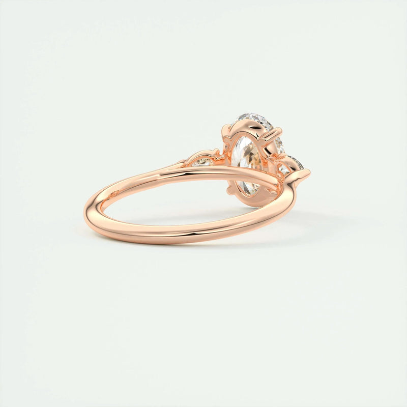 2.2 Ct Oval Three Stone Moissanite Diamond Engagement Ring