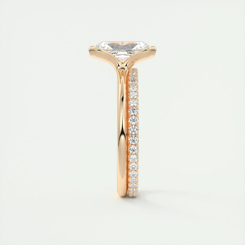 2.0 Ct Radiant Half Bezel Solitaire Moissanite Engagement Ring