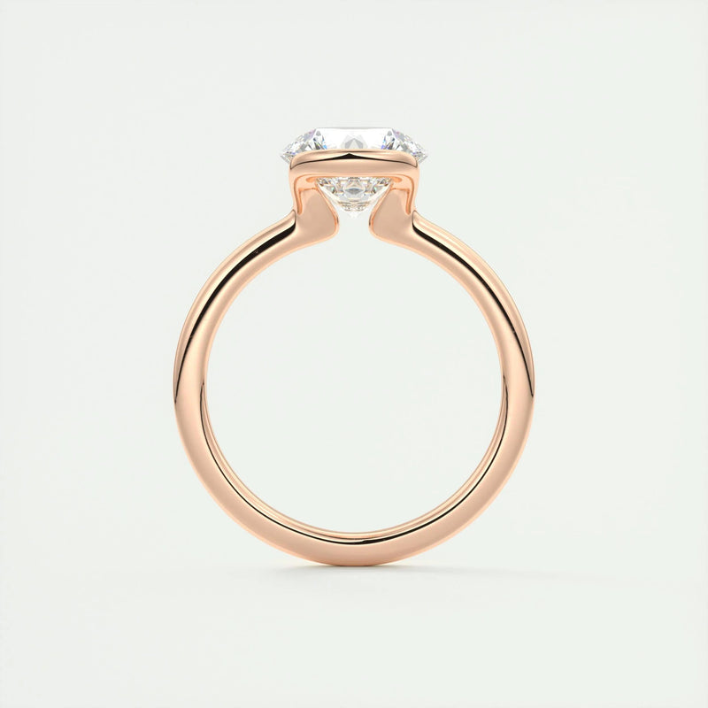 2.1 Ct Round East West Half Bezel Solitaire Moissanite Diamond Engagement Ring